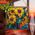 thumbnail image 6 of Bohemian Sunflower Window Hanging Decor - Stained -like Acrylic Suncatcher with Vibrant Yellow Sunflowers Purple Background, 8x8 Inch IndoorOutdoor Hanging Ornament for Garden, Home, 6 of 8