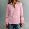 thumbnail image 4 of Fewfanhot Womens Clothing Long Sleeve V Neck Lace Casual Button Down Fall Trendy Shirts, 4 of 6
