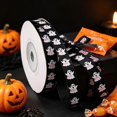 thumbnail image 2 of Ghost Halloween Ribbon, Black Ghost Pattern Plastic Ribbon for Gift Wrapping, Spooky Halloween DIY Craft Decorations, Perfect for Wreath, Treat Bag, Hair Bow, Home Mantel & Haunted House Party Decor, 2 of 5