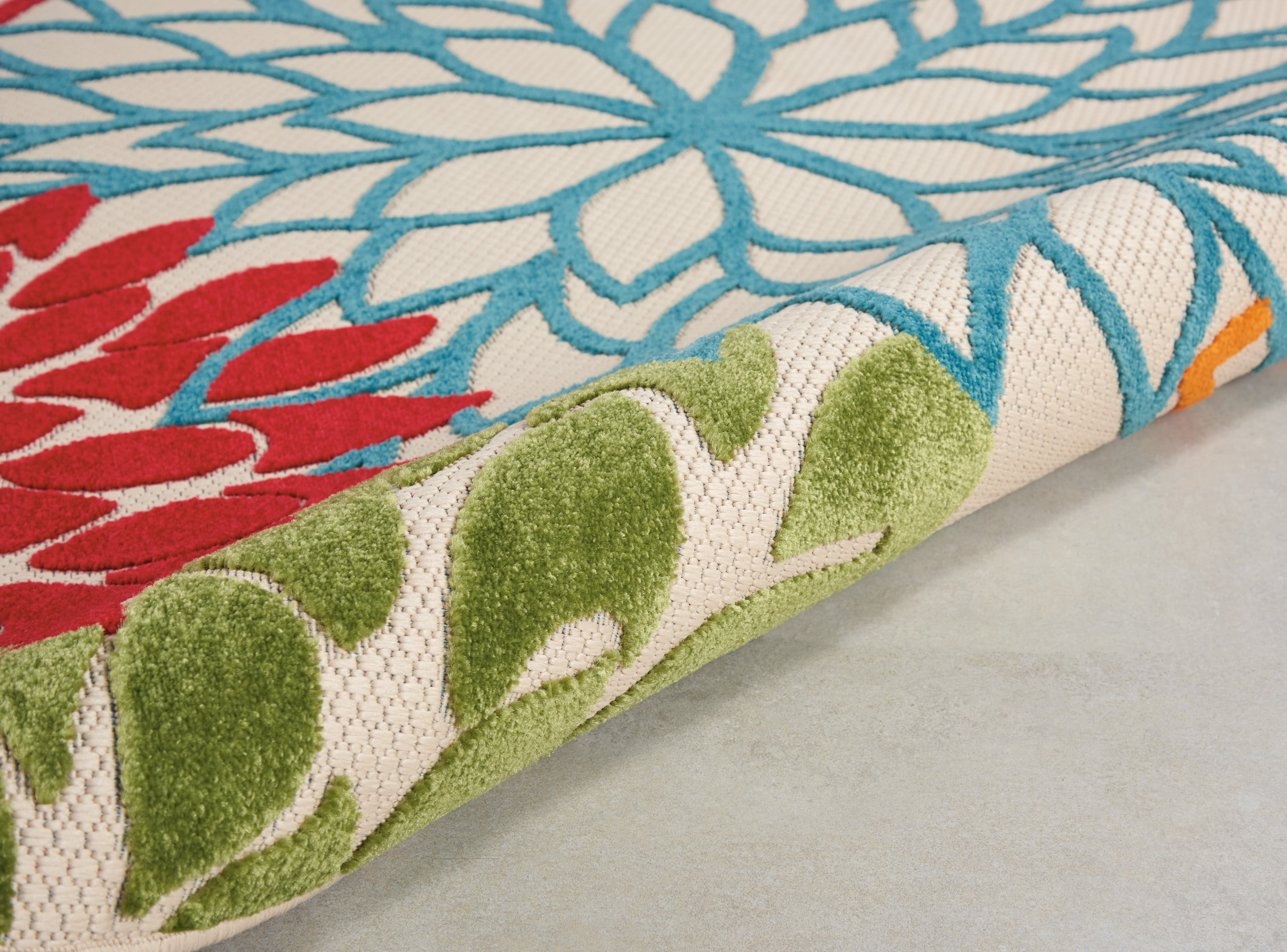 Nourison Tropical Oasis Indoor/Outdoor Modern Floral Green 7'10" x ROUND Area Rug, (8' Round)