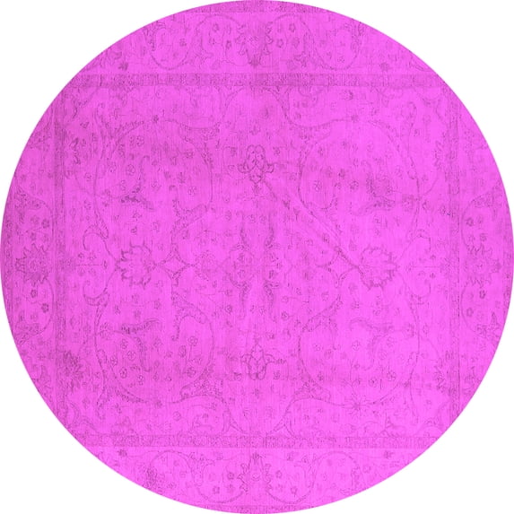 Ahgly Company Indoor Round Oriental Pink Traditional Area Rugs, 8' Round