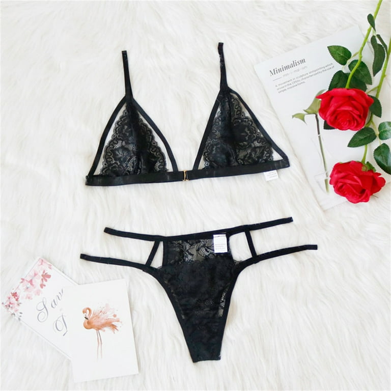 European and American sexy lace beautiful back erotic lingerie suit  comfortable no steel ring small chest medium thick gather bra 