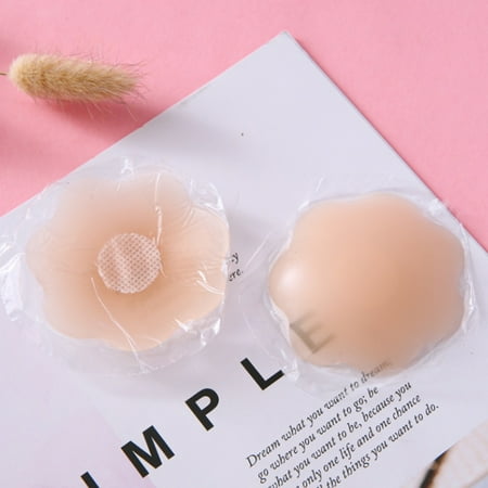 

Women Silicone Breast Nipple Cover Adhesive Invisible Reusable Bra Pad Lightweight Breathable Stick-on Pasties Bra Pads Skin Color Flower Shape