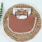 3Pcs/Set Solid Muslin Cotton Baby Snap Bibs Newborn Boys Girls Faux Suede Mini Bow Tie Headband Kids Feeding Burp Cloths Scarf 8
