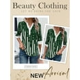 thumbnail image 6 of NFTOEIULA Women Contrast Color Stripe V Neck Half Sleeve Top, 6 of 7
