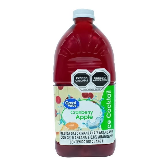Bebida Great Value sabor arándano y manzana 1.89 l