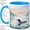 Blue, variant on Misty Lake Loon Coffee Mug, Common Loon Mug, Morning Coffee Tea Cup for Cabin Office, Swimming Bird with Water Lilies and Pine Forest, Serene Nature Art, Birdwatchers Women Men