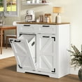 thumbnail image 2 of Farmhouse Two-Tone Laundry Hamper Cabinet with Extra Storage and Anti-Tip Kit, Rustic Storage Cabinet with Drawer, for Bathroom and Laundry Room Organization, White and Walnut WH39XY01, 2 of 9