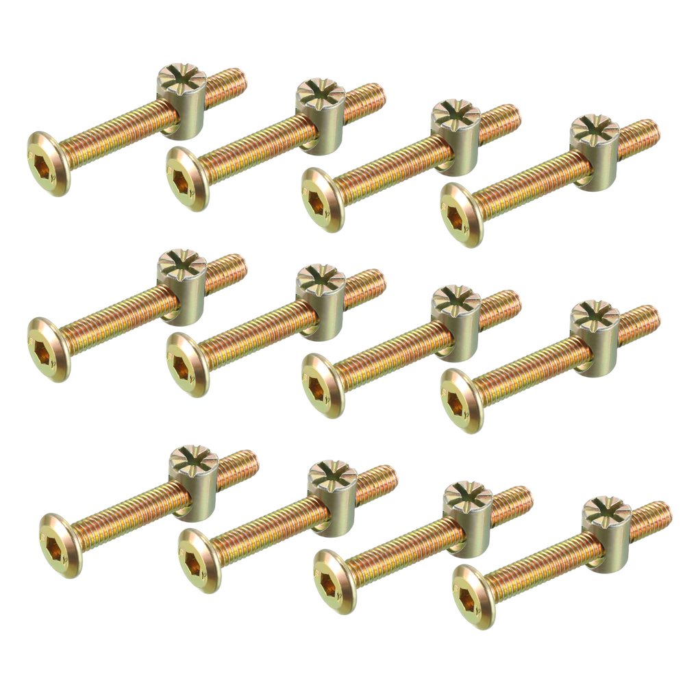 M6x45mm Furniture Bolt Nut Set Hex Socket Screw w Barrel Nuts 12 Sets