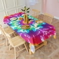thumbnail image 3 of Colorful Rainbow Tie Dye Spiral Pattern Rectangle Tablecloth 60"x102",Waterproof Polyester Rectangle Table Cloth, Wipeable Spillproof Polyester Tablecloth for Dining, Camping, Indoor and Outdoor, 3 of 5