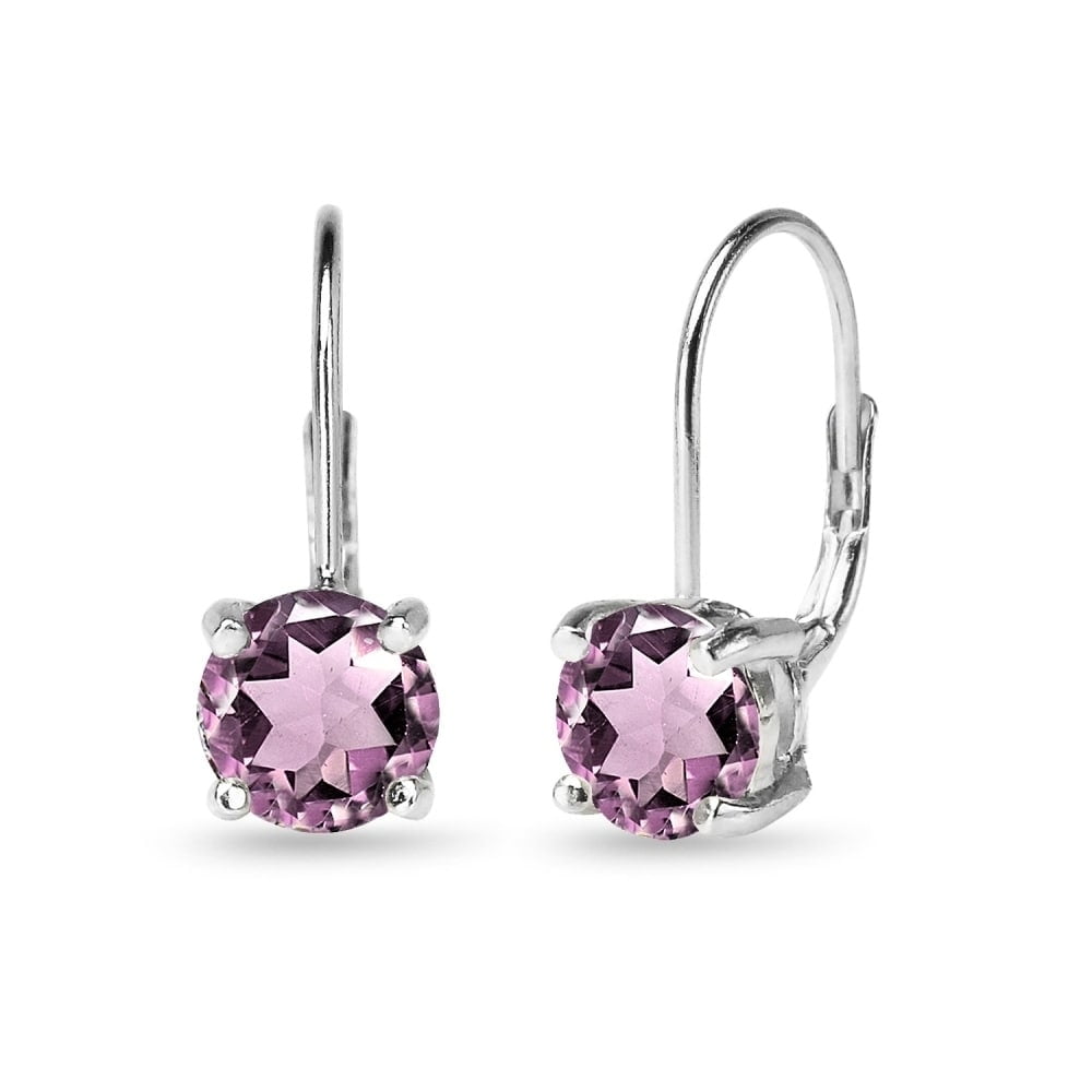 Wishrocks Round Cut Simulated Pink Sapphire /& White CZ Teardrop Pendant Necklace in Sterling Silver