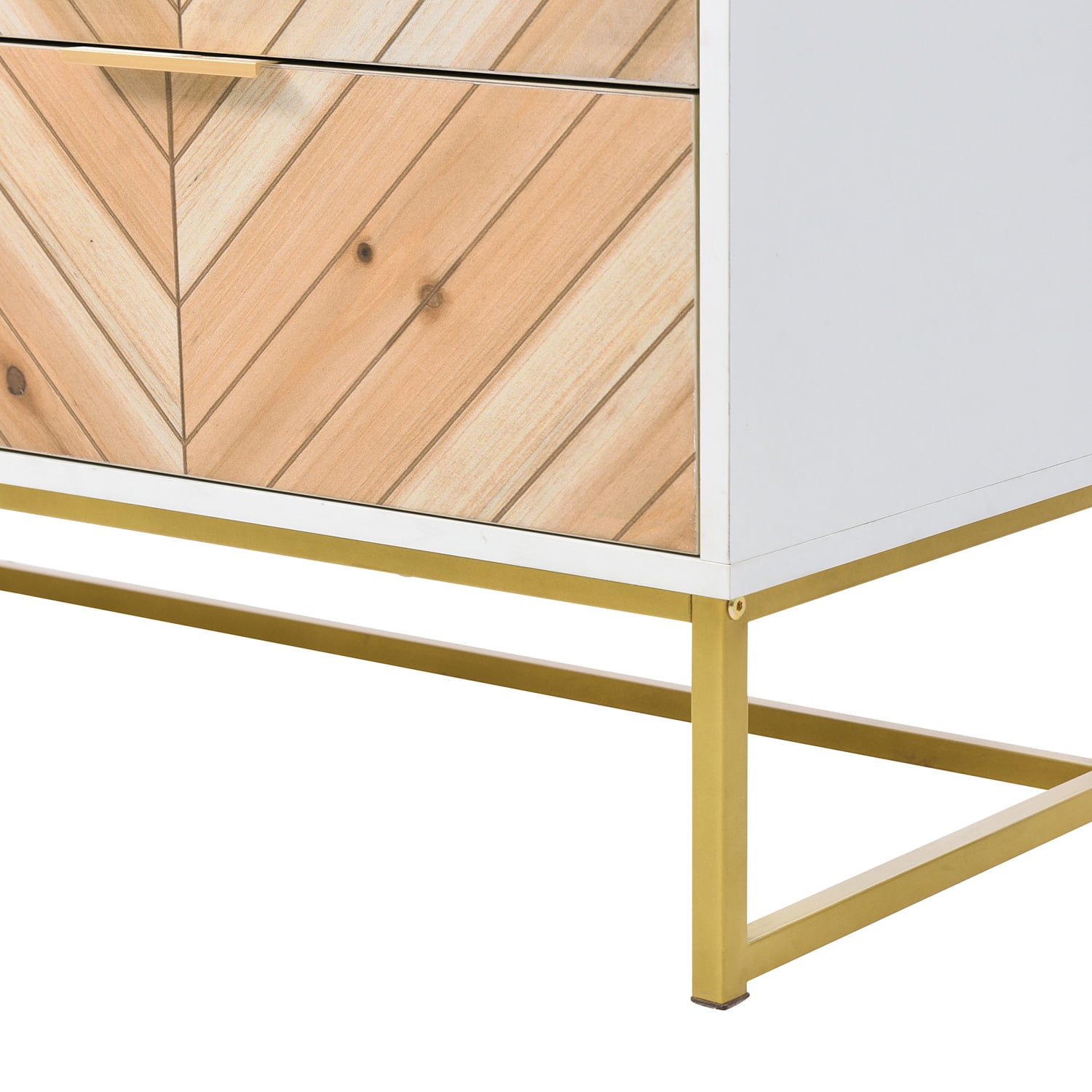 Kadyn 6 Drawer Dresser, Chest of Drawers with Metal Leg and Handle, Particle Board Storage Cabinet for Bedroom, White+Natural Kadyn 6 Drawer Dresser, Chest of Drawers with Metal Leg and Handle, Particle Board Storage Cabinet for Bedroom, White+Natural