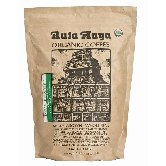 Ruta Maya Organic Decaffeinated Coffee Dark Roast 2.2 Lbs