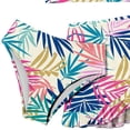thumbnail image 4 of Girls' 3 Piece Set Floral Print Bikini Swimsuit with Drawstring Beach Skirt Cute Ruched Bathing Suit,Pink, 4 of 4