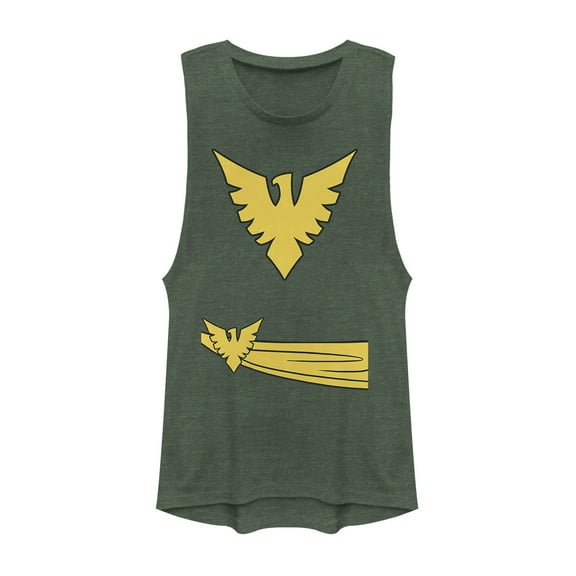 Junior's Marvel Halloween X- Men Phoenix Costume Festival Muscle Graphic Tee Pine Green Heather 2X Large