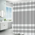 thumbnail image 4 of 72x84inch Gray and White Stripes Shower Curtain Casual Style Relaxing Spa Horizontal Stripe Texture Design Modern Home Bath Curtain for Bathroom Bathtubs Decoration with Hooks, 4 of 6