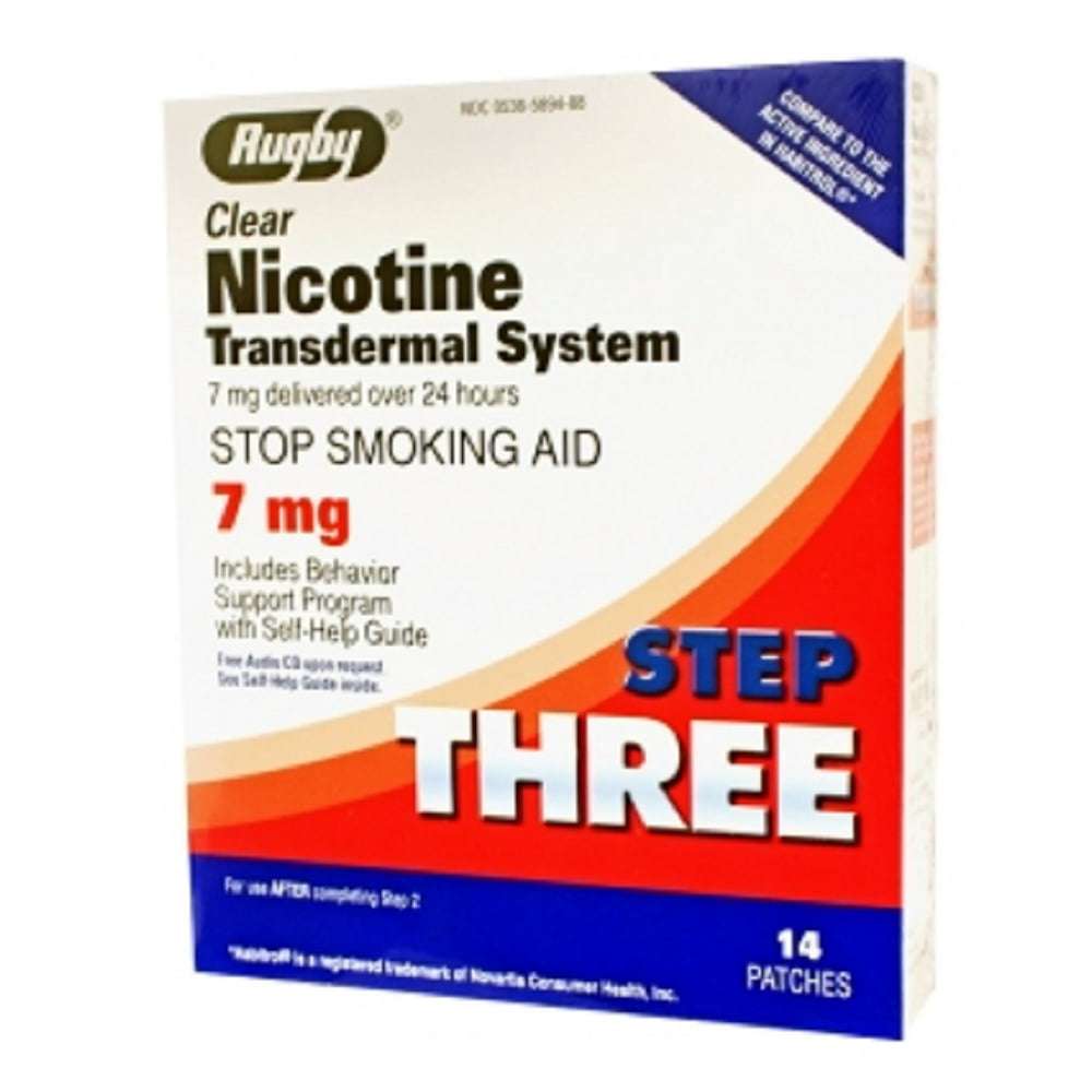 RUGBY NICOTINE TDS PATCH 7MG NICOTINE-14 MG/24HR 14 CT UPC 305365894883
