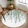 thumbnail image 2 of Round Area Rugs Collection 6 Ft, Green Eucalyptus Leaves Non-Slip Residential Carpet, Summer Botanical Weeping Watercolor Indoor Crawling Mats Runner Rugs for Living Room/Dining Room/Bedroom, 2 of 8