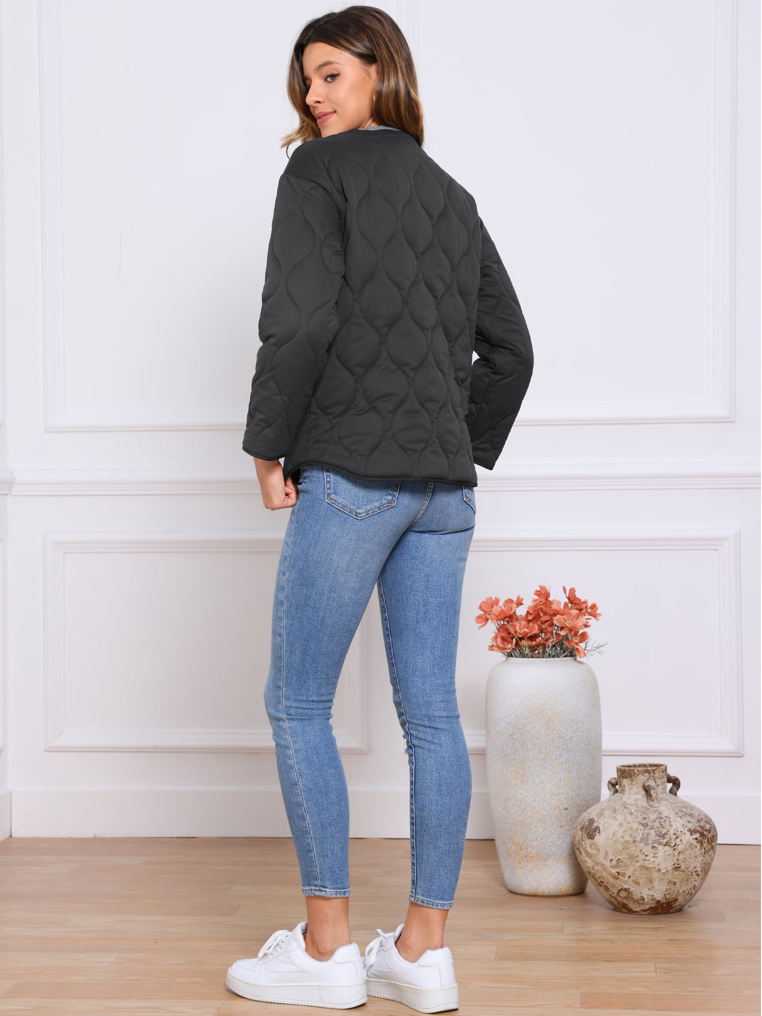 DARING DIVA Women's Puffer Lightweight Casual Jacket S Black