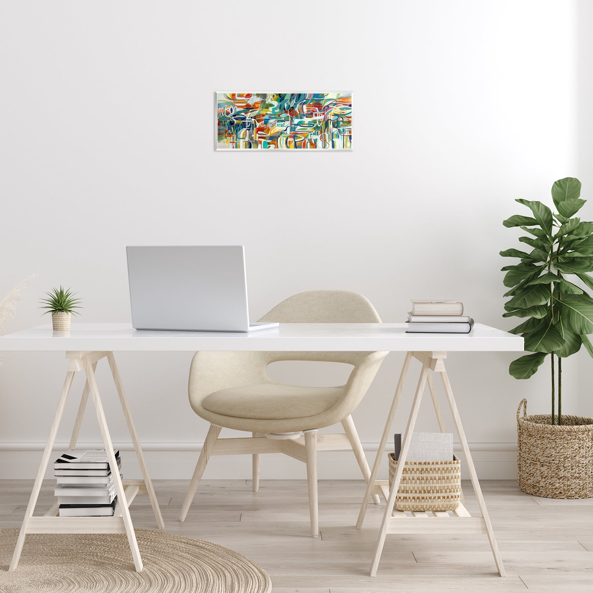 Stupell Industries Chaotic Doodle Shapes Abstract Painting Unframed Art Print Wall Art, 17 x 7