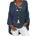 thumbnail image 2 of Pntutb Tallas grandes Mujer Casual Manga larga Estampado floral Camisa suelta con cuello en V Blusa top Pntutb Pntutb-3836, 2 of 7