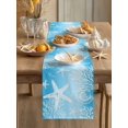 thumbnail image 3 of Marine Life Table Runner, Starfish Shell Coral Gradient Blue Ocean Cotton Linen Kitchen Table Decoration Washable Dining Tabletop Runners for Home Party Decor 14x72 Inches, 3 of 9