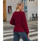 thumbnail image 5 of Sudadera con Nudo en la Cintura para Mujer, Raglán Larga, Cuello Redondo, Elegante, para Hacer Ejercicio, para Otoño Vino Tinto L, 5 of 7