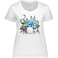 thumbnail image 3 of Inktastic Cute Blue Octopus Drumming Women's Plus Size T-Shirt, 3 of 5