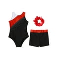 thumbnail image 3 of TTAO Kids Girls Sparkle Gymnastics Leotard Ballet Dance Unitard Biketard Matching Shorts Scrunchies Set Red 12, 3 of 5