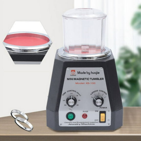 Mini Magnetic Tumbler Jewelry Polisher and Finisher Machine Adjustable 4 Speeds
