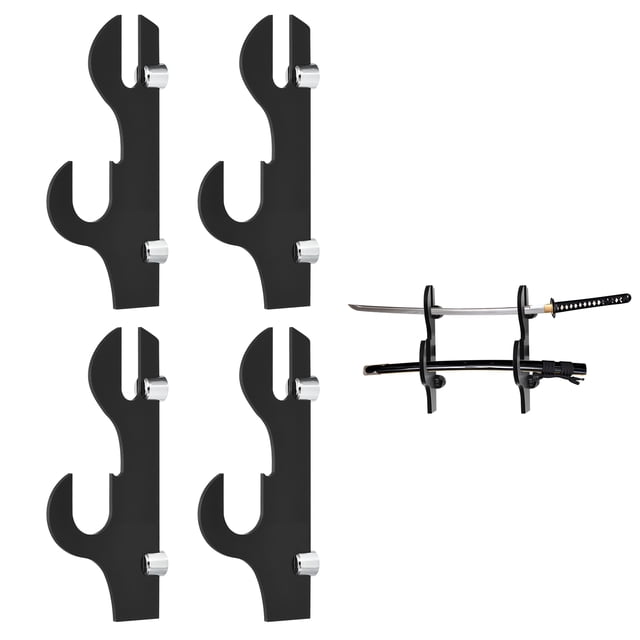 Soporte de espada de pared para 2 pares, soporte de exhibición de espada de acrílico, estante de almacenamiento de sable de luz para decoración del hogar, negro