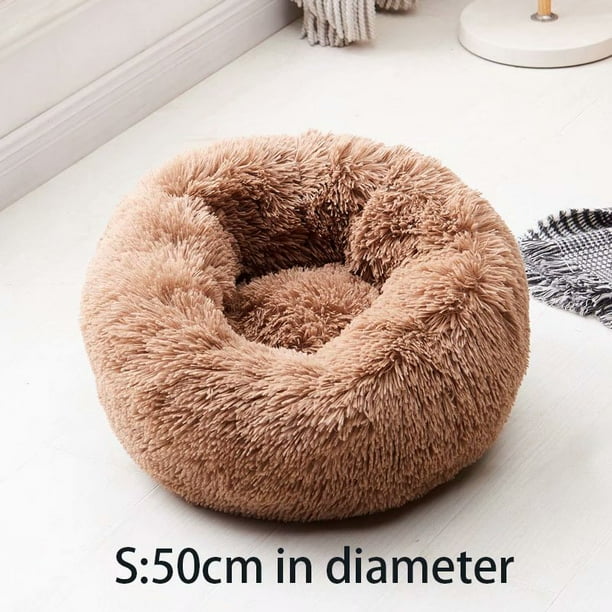 La cesta de la cesta de donas con cojín de chat, la cama para gatos de la cesta del perro es súper suave, cómoda y linda, adecuada para gatos medianos, perros y perros peque?os, s, 50 cm, marrón