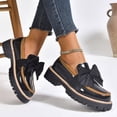 thumbnail image 4 of Rokment Bow Platform Oxfords Dress Penny Loafers Shoes for Women 2026 Fashion Casual Leather Bowknot Chunky Mid Heels Slip on Mary Jane Sneakers Spring Fall Black Size 6, 4 of 7