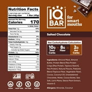 IQBAR Salted Chocolate Protein Bars - Vegan Energy Bars - High Fiber Vegan Snacks - 4 Count Box