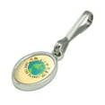 thumbnail image 2 of Save The Planet Illustration Conservation Antiqued Oval Charm Clothes Purse Suitcase Backpack Zipper Pull Aid, 2 of 3