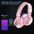 thumbnail image 4 of Promo,Ireless Headphones Bluetooth Earphone HIFI Stereo Headset Mode Gaming Earbuds Over The Ear Headphone,Vsgery,Pink, 4 of 5