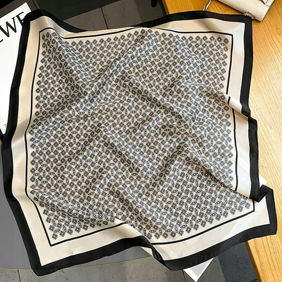 Silk Scarf for Women, 100% Mulberry Silk, 65x65cm Square, Head & Neck Scarf,65,Black