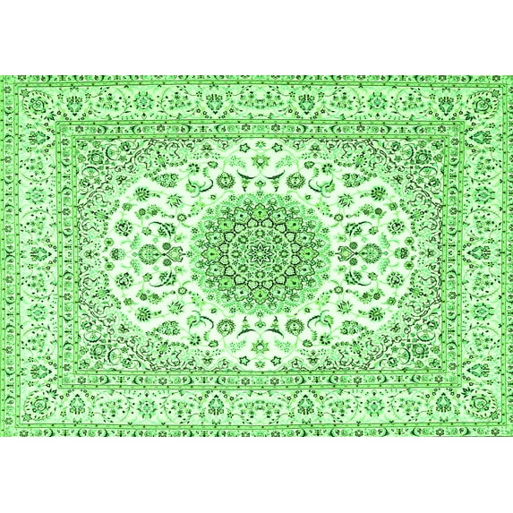 Ahgly Company Indoor Rectangle Medallion Green Traditional Area Rugs, 7' x 10'