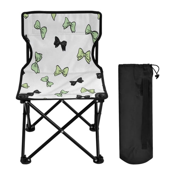 600D Oxford Camping Chair Portable Foldable Chair Supports 220 lbs for Picnic, Fishing, Backpacking Green and Black Bows