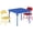 Color (blue table + red chair + yellow chair, PU tube of the same color), variant on Toddler Folding Table & Chair Set – 3-Piece Kids Activity Table with Cushioned Seats, Waterproof PU Surface, Metal Frame, Foldable & Space-Saving for Home, Playroom, or Daycare