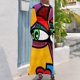 thumbnail image 3 of Vestido largo con cara de arte abstracto de estilo funky Lady Vestido de noche para mujer 2024 Vestido largo, 3 of 5