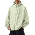 thumbnail image 2 of Leidass Mens Windbreaker Jackets with Hood Waterproof Zipper Long Sleeve Packable Lightweight Sun Protection Full Zip HoodieLightweight Windbreaker Jacket Light Blue L, 2 of 5
