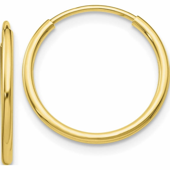 10K Yellow Gold Polished Endless Tube Hoop Earrings (20 X 20) Made In Peru 10t961