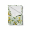 thumbnail image 2 of Watercolor Soft Flannel Fleece Throw Blanket, Diamond Pattern Blooming Floral Arrangement Petals and Leaves, Cozy Plush for Indoor and Outdoor Use, 50" x 60", Pale Green Yellow White, by Ambesonne, 2 of 6
