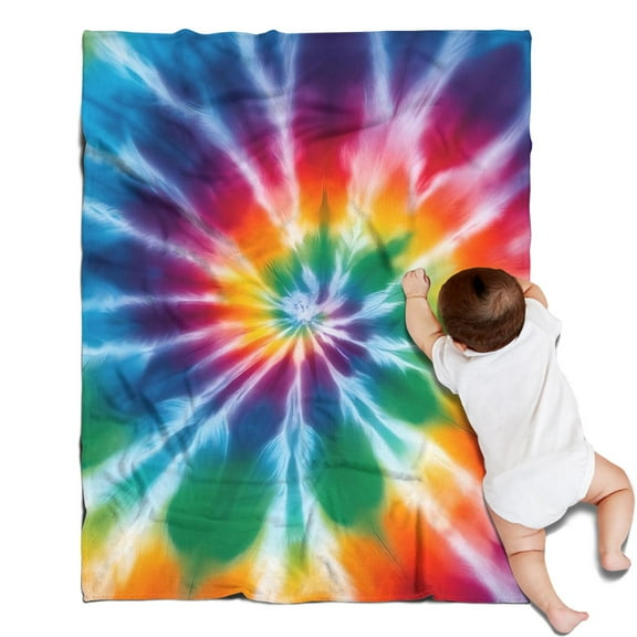 Colorful Rainbow Tie Dye Spiral Pattern Blanket,Comfortable Soft Flannel Throw Blanket,All Season,Warm Lightweight Blankets for Sofa Bed Couch Living Room Chair,30"x40"
