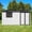 White+Black, variant on 12ft x 10ft Metal Outdoor Storage Garden Tool Shed Workshop with Foldable Worktable, Shelves, Window, Hanging Lamp Hook & Apex Roof for Backyard Garden Patio, Brown