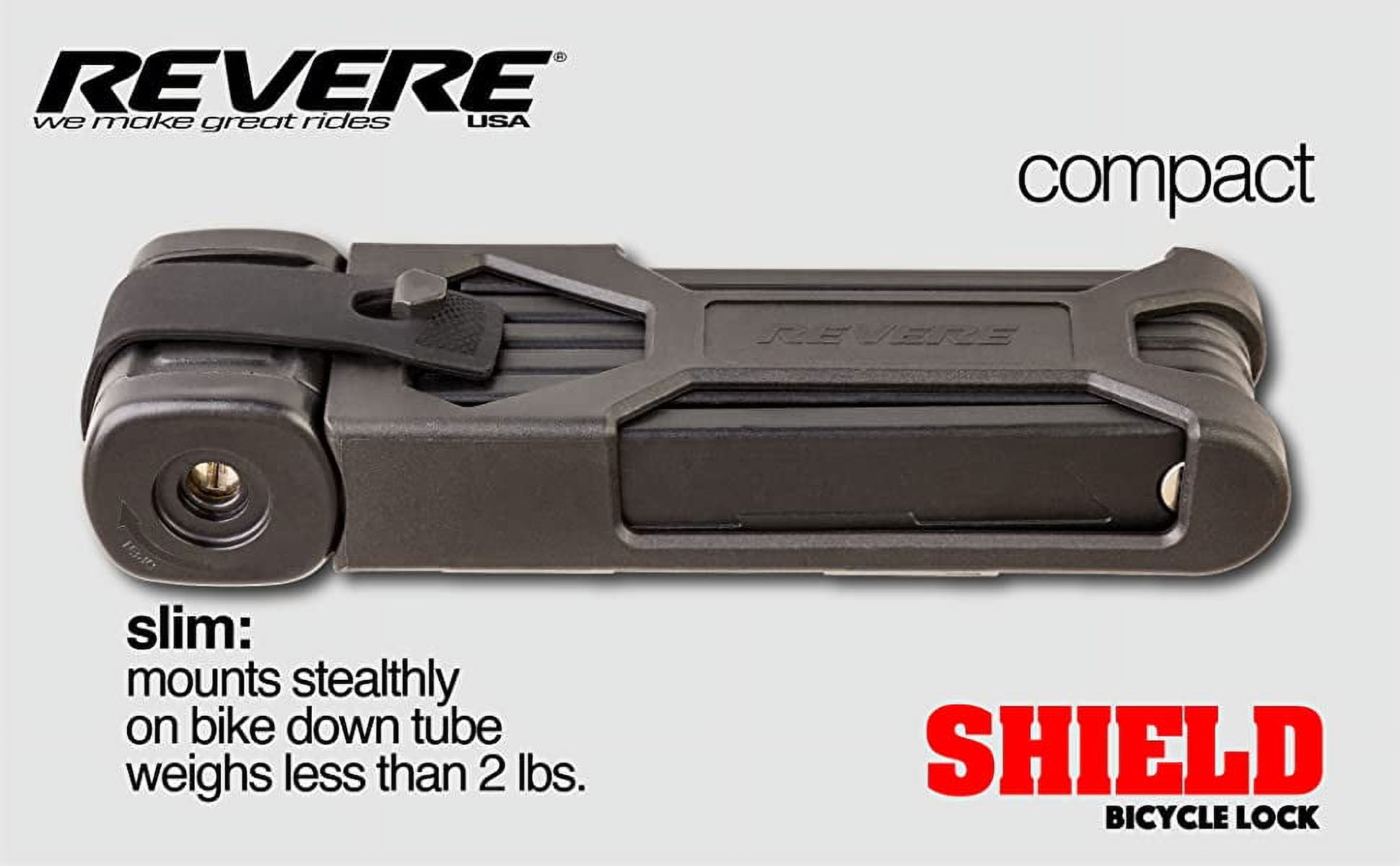 Revere USA Folding Bike Lock - Hardened Steel Heavy Duty Bike Lock with Easy Mounting, Secure Bike Lock - Key Folding Lock - Anti Theft Folding Lock Motorcycle, Scooter, Electric Bike. Revere US