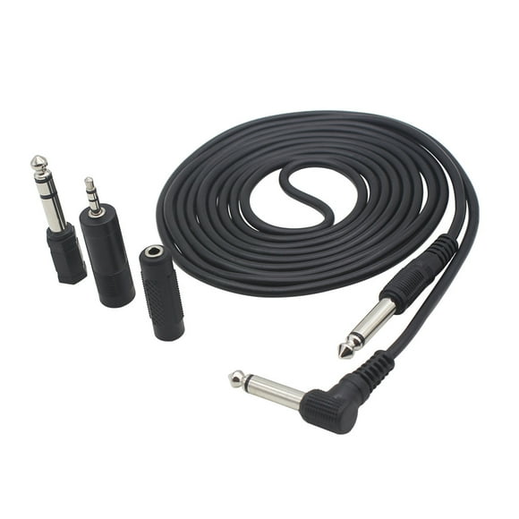 Amdohai 3M/ 10 Feet Instrument Guitar Audio Cable 1/4-Inch 6.35mm Straight to Right Angle Plug Black ABS Jacket with 3 Adapters