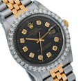 thumbnail image 4 of Pre-Owned Rolex Date 34MM 15053 Black Diamond Dial Diamond Bezel Two Tone Yellow Gold Jubilee Bracelet 1.3ct, 4 of 9