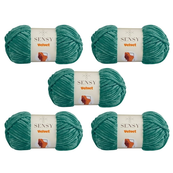 5 Skeins of Sensy Velvet Yarn for Crocheting, Baby Blanket Yarn, Chenille Yarn, Amigurumi Yarn, 3.5 oz, 132 Yards, Gauge 5 Bulky (Emerald Green)